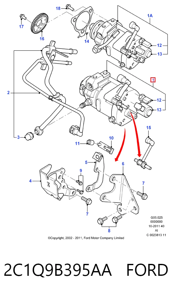 2C1Q9B395AA Ford Насос паливний високого тиску (ПНВТ)