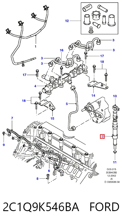 2C1Q9K546BA Ford Форсунка вприску палива