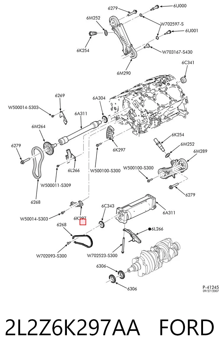 2L2Z6K297AA Ford Заспокоювач ланцюга балансировочного вала