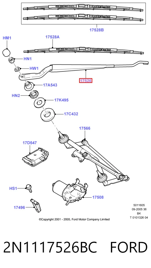 Ричаг склоочисника Ford Fusion універсал (JU) (2002 - 2012) ціна, від 5.07 USD