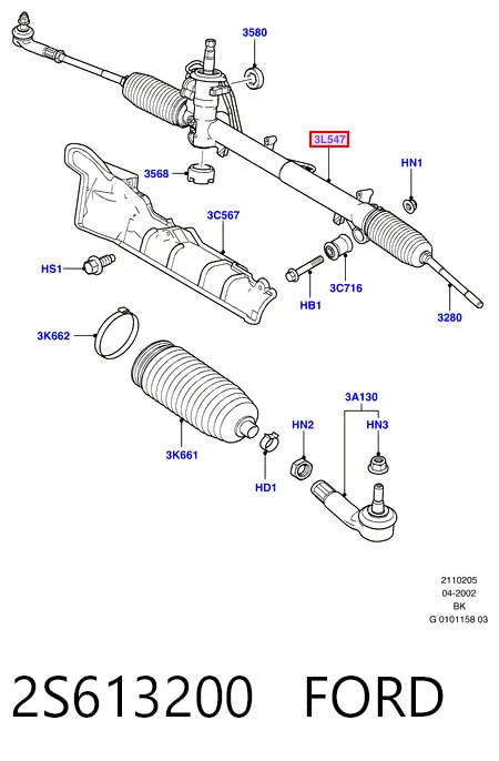 2S613200 Ford Рейковий рульовий механізм