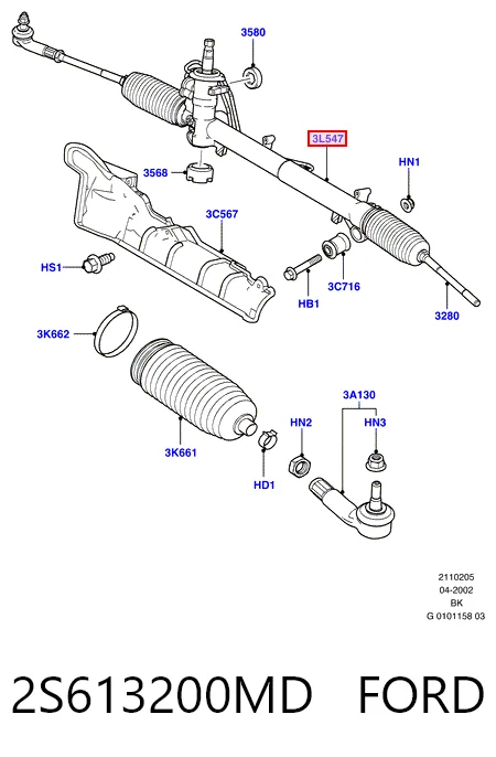 2S613200MD Ford Рейковий рульовий механізм