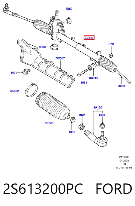2S613200PC Ford Рейковий рульовий механізм