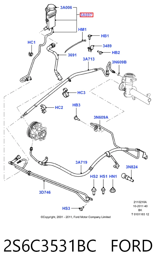 2S6C3531BC Ford Бачок гідропідсилювача керма