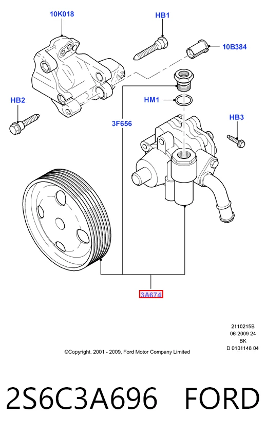 2S6C3A696 Ford Насос гідропідсилювача