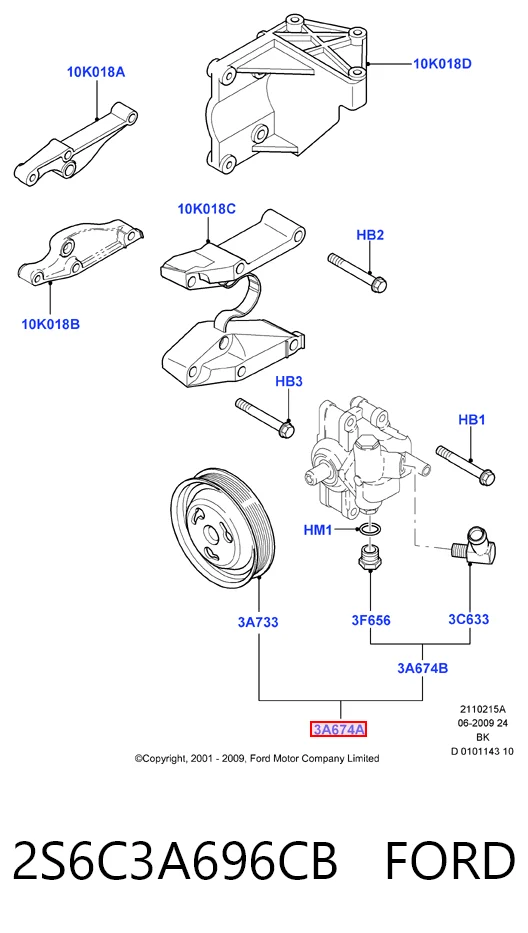 2S6C3A696CB Ford Насос гідропідсилювача