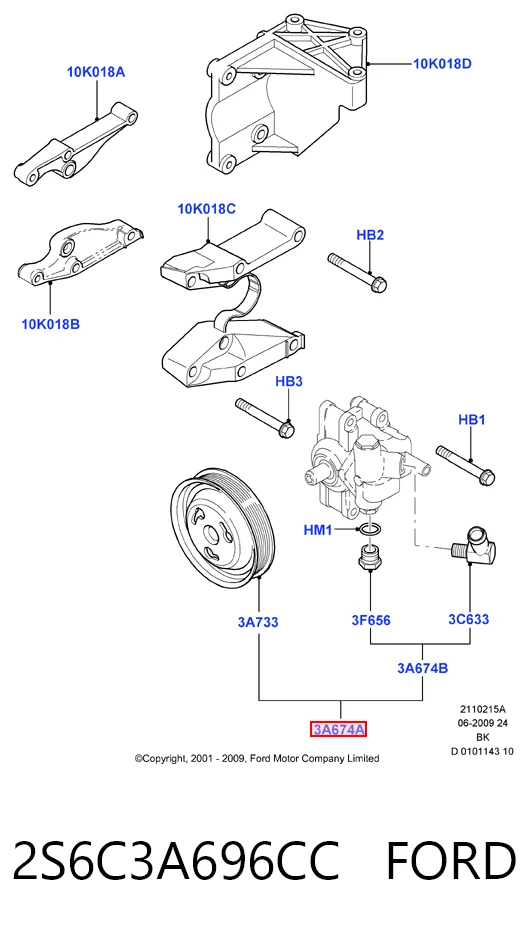 2S6C3A696CC Ford Насос гідропідсилювача