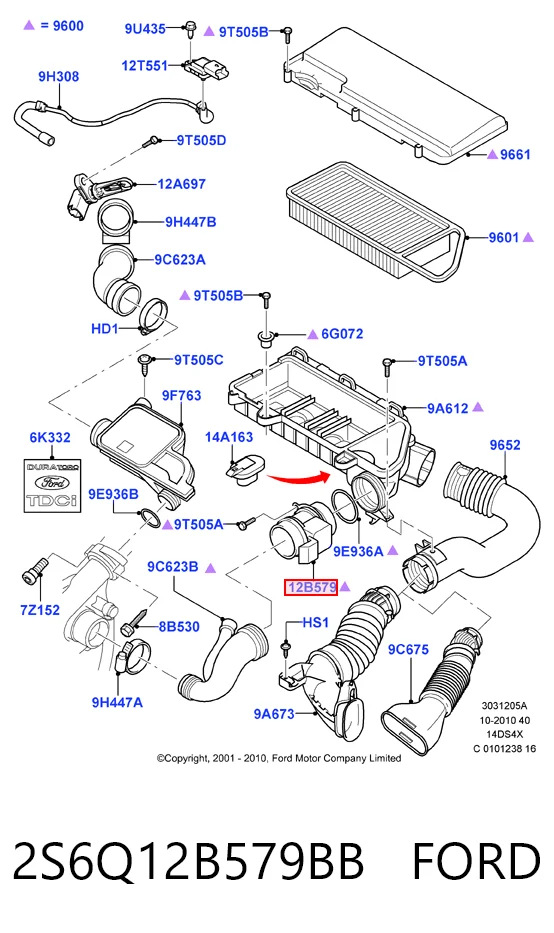 2S6Q12B579BB Ford Датчик витрати повітря