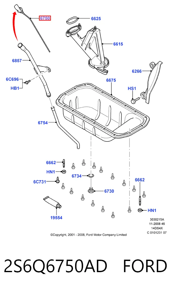 2S6Q6750AD Ford Покажчик рівня масла