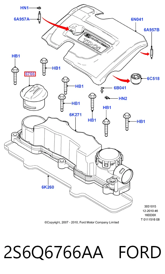2S6Q6766AA Ford Кришка маслозаливной горловини