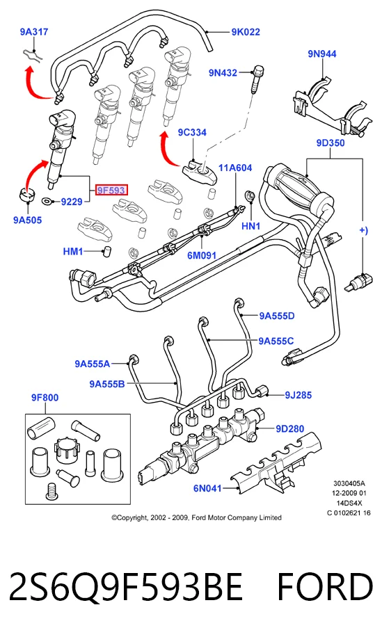 2S6Q9F593BE Ford Форсунка вприску палива