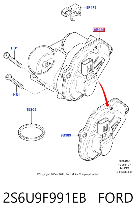 2S6U9F991EB Ford Дросільна заслінка в зборі