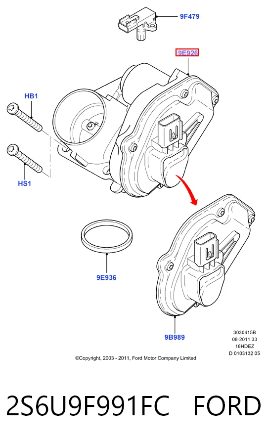 2S6U9F991FC Ford Дросільна заслінка в зборі