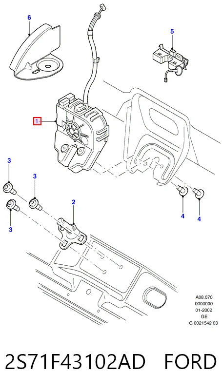 2S71F43102AD Ford Замок п'ятих дверей