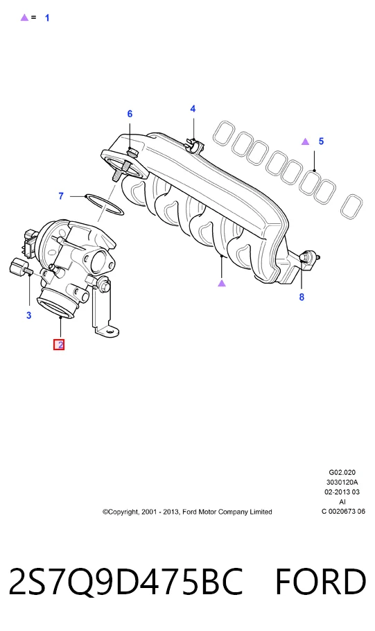 2S7Q9D475BC Ford Клапан рециркуляції відпрацьованих газів EGR