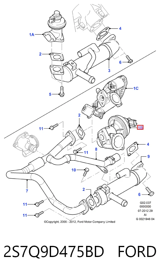 2S7Q9D475BD Ford Клапан рециркуляції відпрацьованих газів EGR
