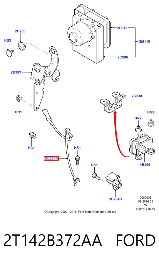 2T142B372AA Ford Датчик АБС