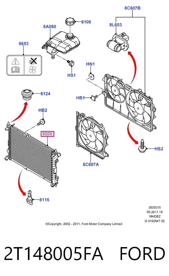 2T148005FA Ford Радіатор охолодження двигуна