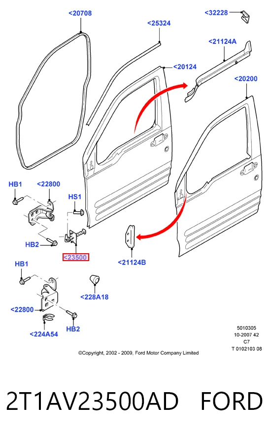 2T1AV23500AD Ford Обмежувач відкриття дверей, передній