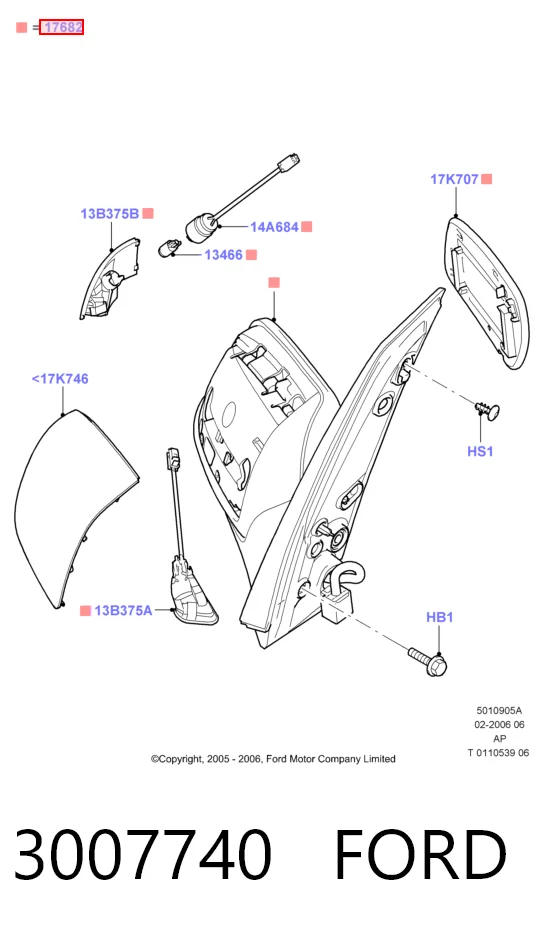 3M5117682AN Ford Праве дзеркало заднього виду