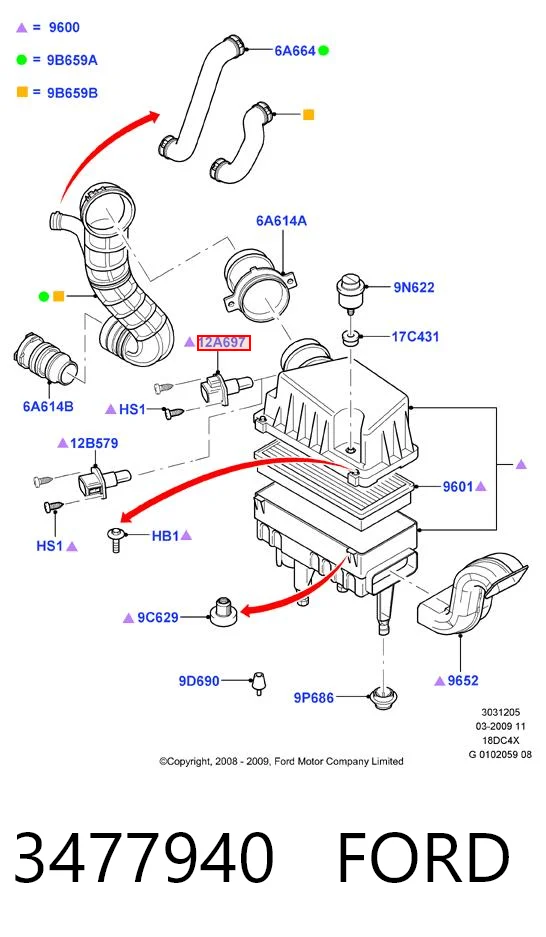 3477940 Ford Датчик температури повітряної суміші