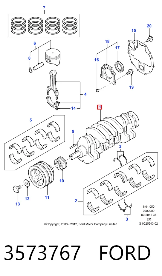Вал колінчастий і маховик Ford XM346300BB ціна, від 197.07 USD