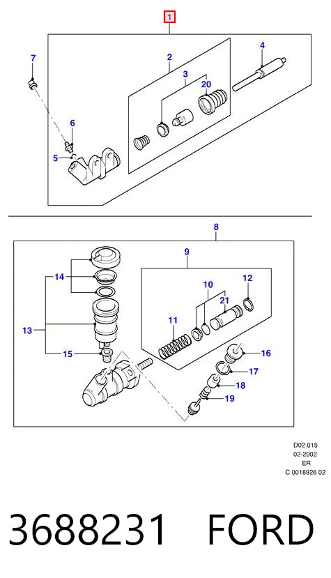 3688231 Ford Циліндр зчеплення робочий