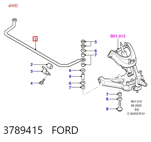 Стабілізатор передньої підвіски на Ford Ranger  EQ