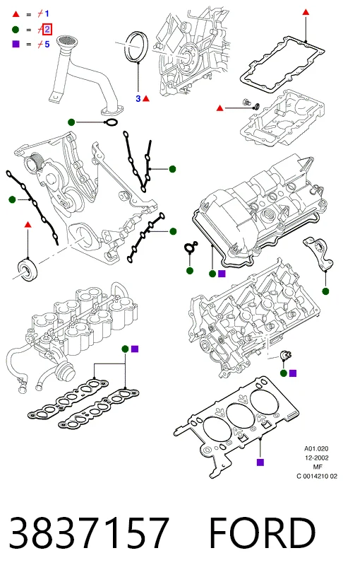 Комплект прокладок двигуна, верхній Mazda GYY110SF0A ціна, від 46.45 USD