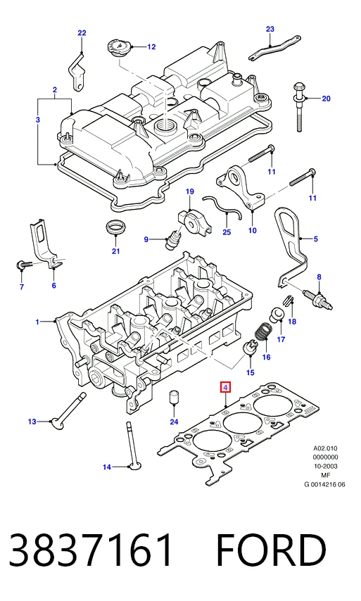 Прокладка головки блока циліндрів (ГБЦ), ліва GY0110272A Mazda