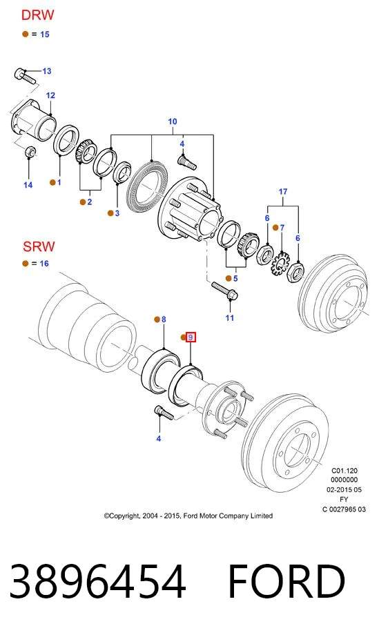 3896454 Ford Сальник задньої маточини