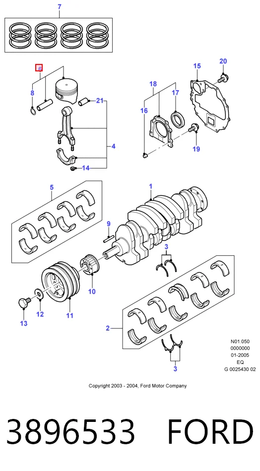 013PI00101001 Mahle Original Поршень (ком-кт на мотор), 2-й ремонт (+0,50)