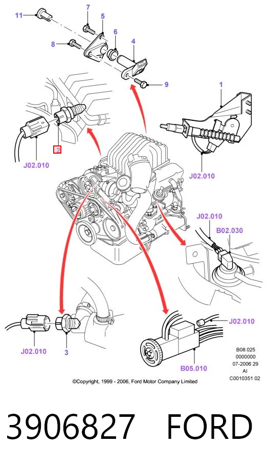 3906827 Ford Датчик температури повітряної суміші