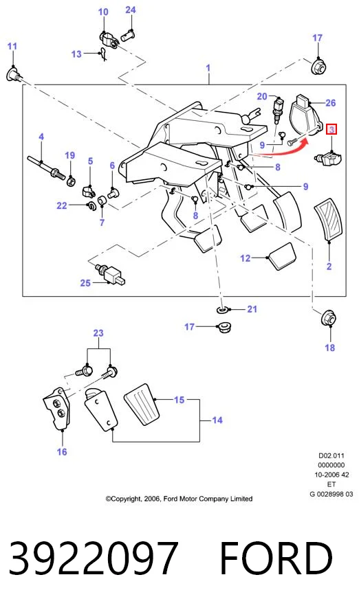 3922097 Ford Лягушка стоп-сигналу