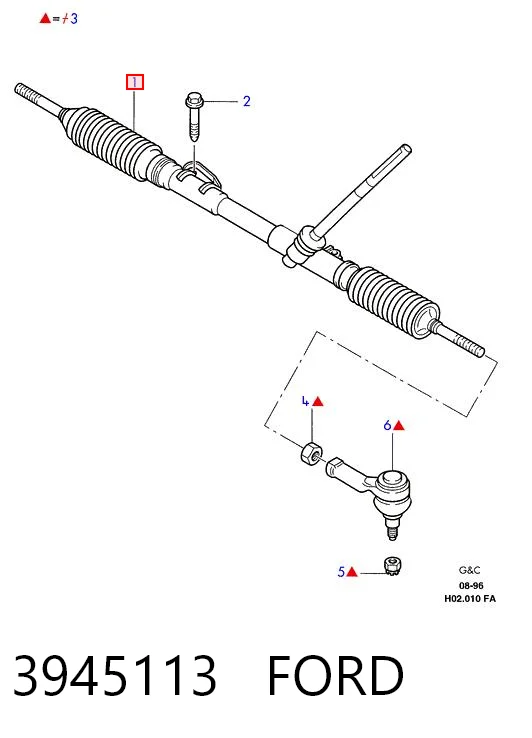 3945113 Ford Рейковий рульовий механізм