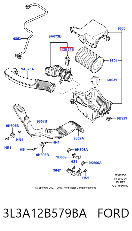 3L3A12B579BA Ford Датчик витрати повітря