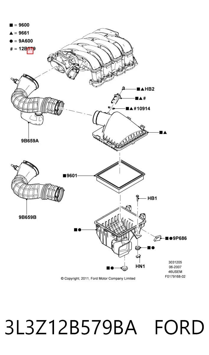 3L3Z12B579BA Ford Датчик витрати повітря