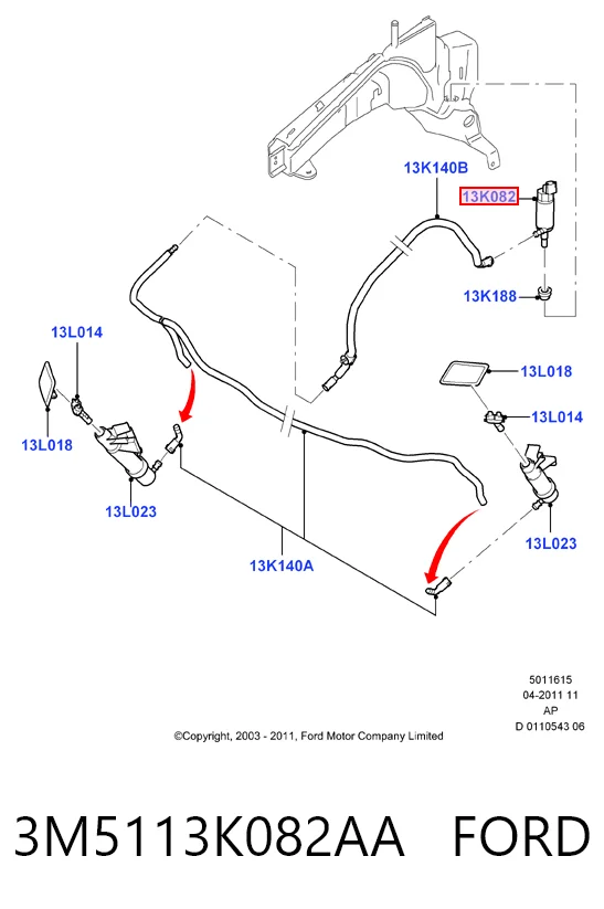 3M5113K082AA Ford Насос омивача фар