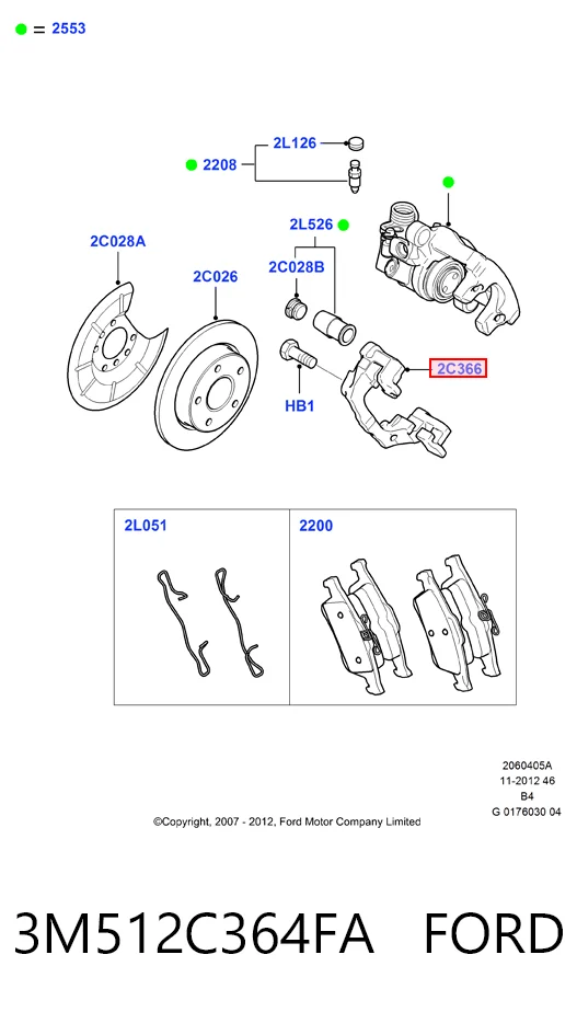 3M512C364FA Ford Скоба гальмівного заднього супорта