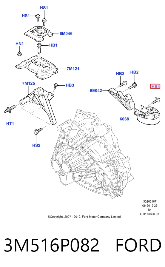 3M516P082 Ford Задня подушка двигуна