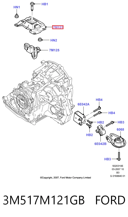 3M517M121GB Ford Подушка (опора) двигуна, ліва верхня