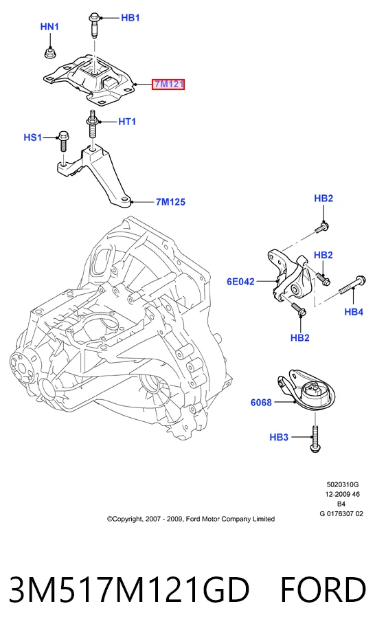 3M517M121GD Ford Подушка (опора) двигуна, ліва верхня