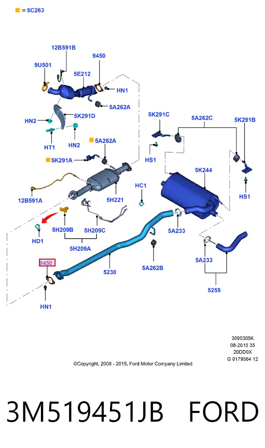 3M519451JB Ford Прокладка штанів
