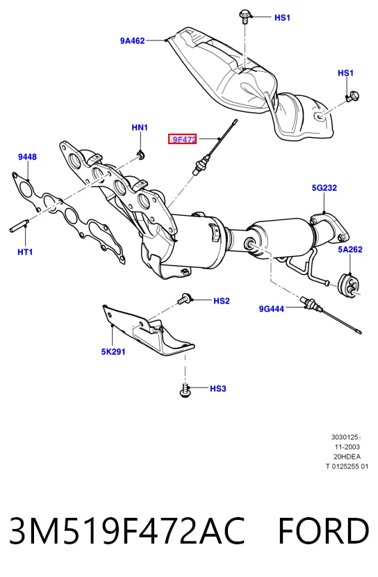 3M519F472AC Ford Лямбда зонд після каталізатора