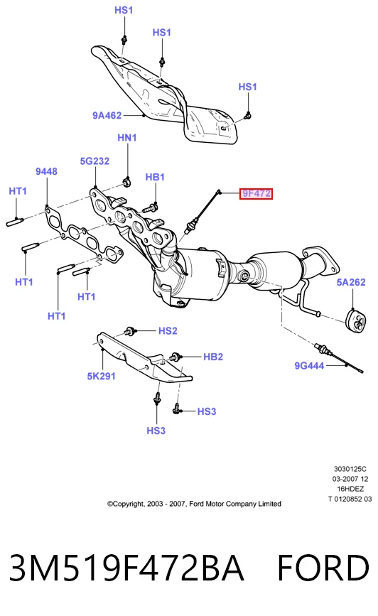 3M519F472BA Ford Лямбда зонд після каталізатора
