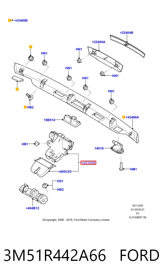 3M51R442A66 Ford Замок п'ятих дверей