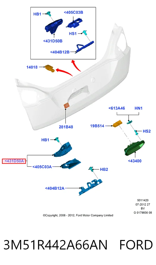 3M51R442A66AN Ford Замок п'ятих дверей