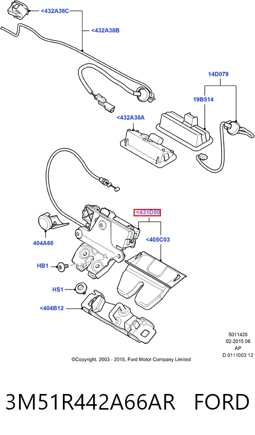 3M51R442A66AR Ford Замок п'ятих дверей