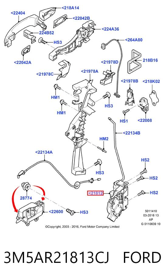 Замок передньої двері, лівої Hmpx HMP3M5AR21813CM ціна, від 35.54 USD