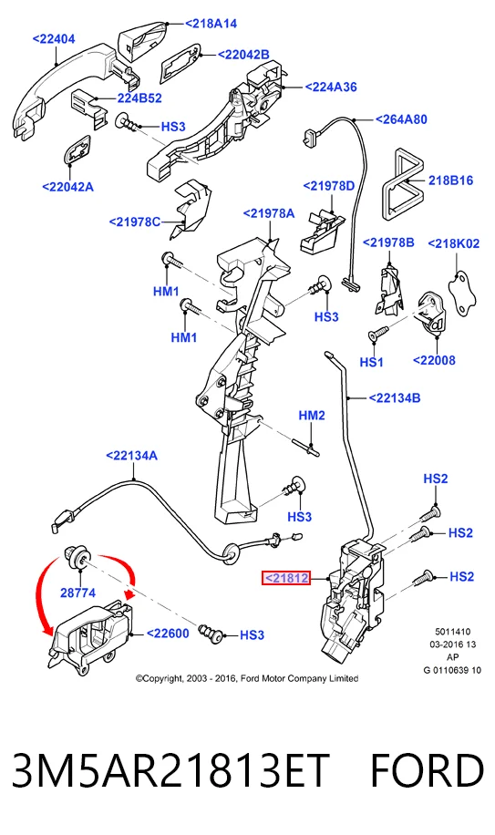 3M5AR21813ET Ford Замок водійських дверей